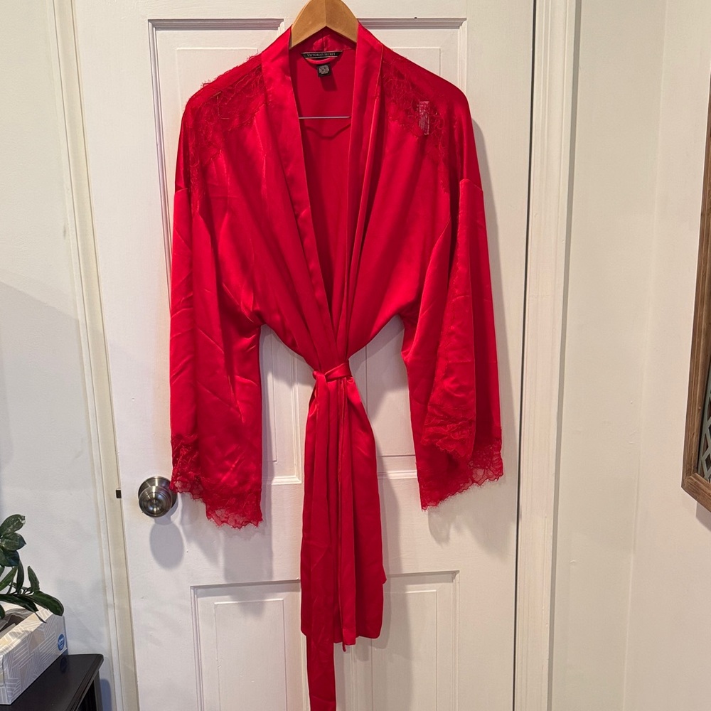 Victoria's Secret Vibrant Red Lace Robe